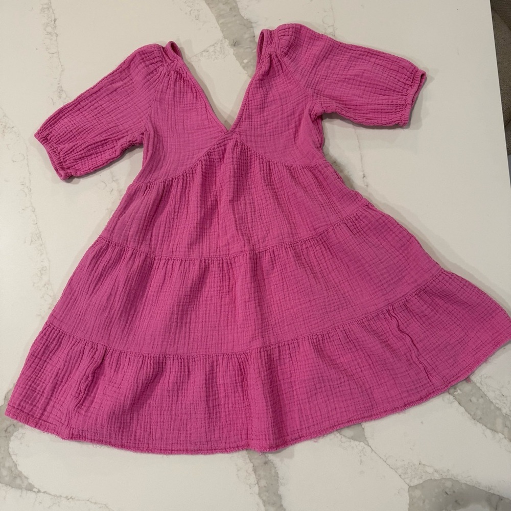 Aerie Pool To Party Tiered Puff Sleeve Mini Dress Women’s XS Pink Beachy Summer - Picture 4 of 12